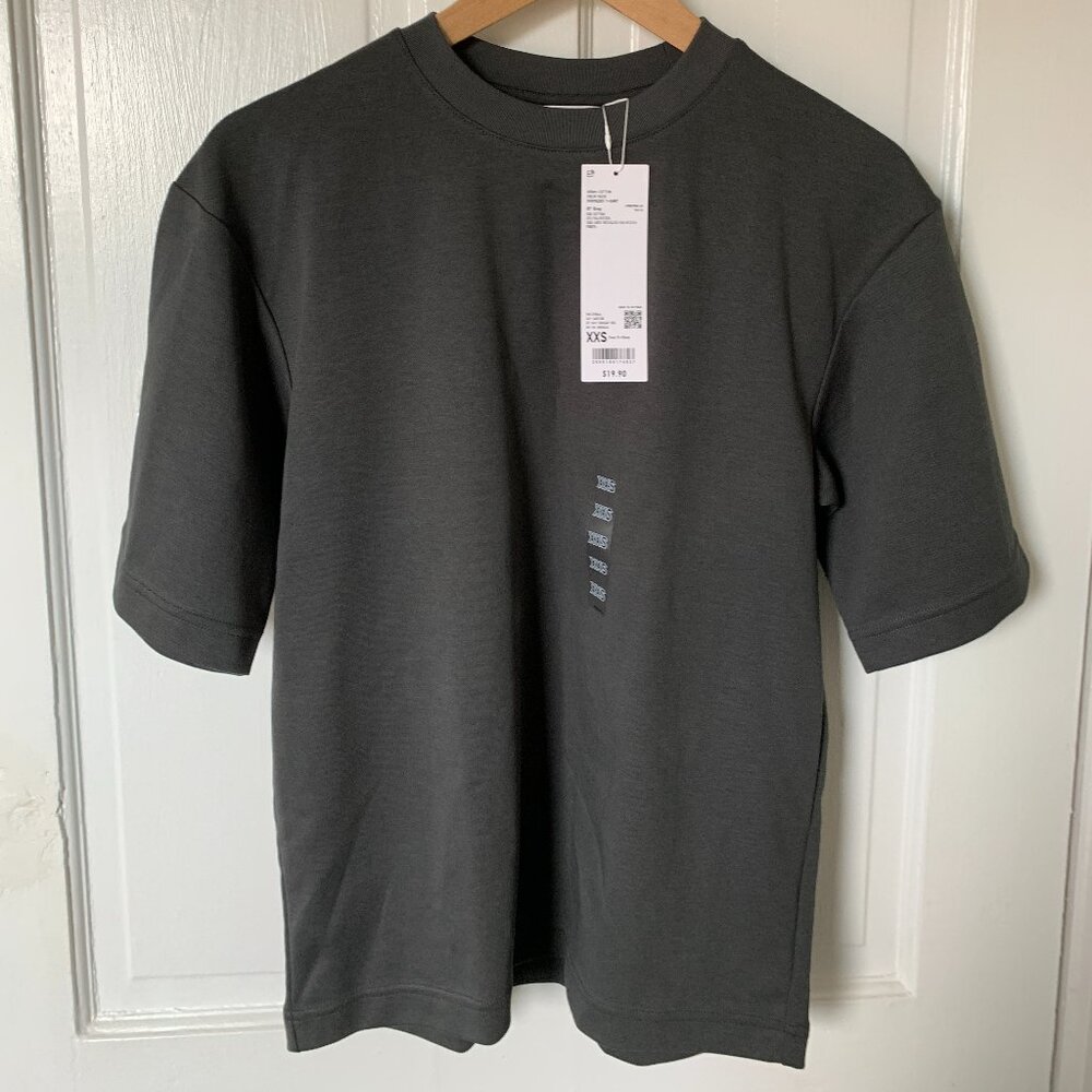 Uniqlo AIRism Cotton Oversized T-Shirt Half-Sleeve in Gray, Unisex (NWT)